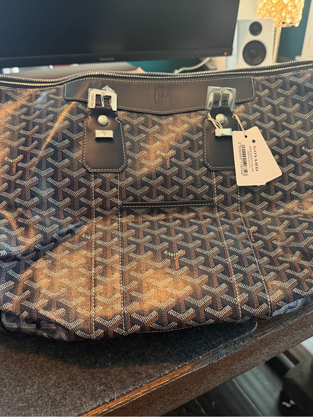 Goyard Bowling 45 Travel Duffle Dark Navy